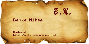 Benke Miksa névjegykártya